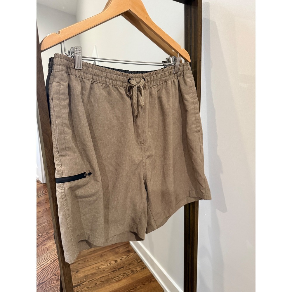 Burnside Tan Hybrid Shorts XXL Womens Elastic Drawstring Mesh Pockets Outdoor